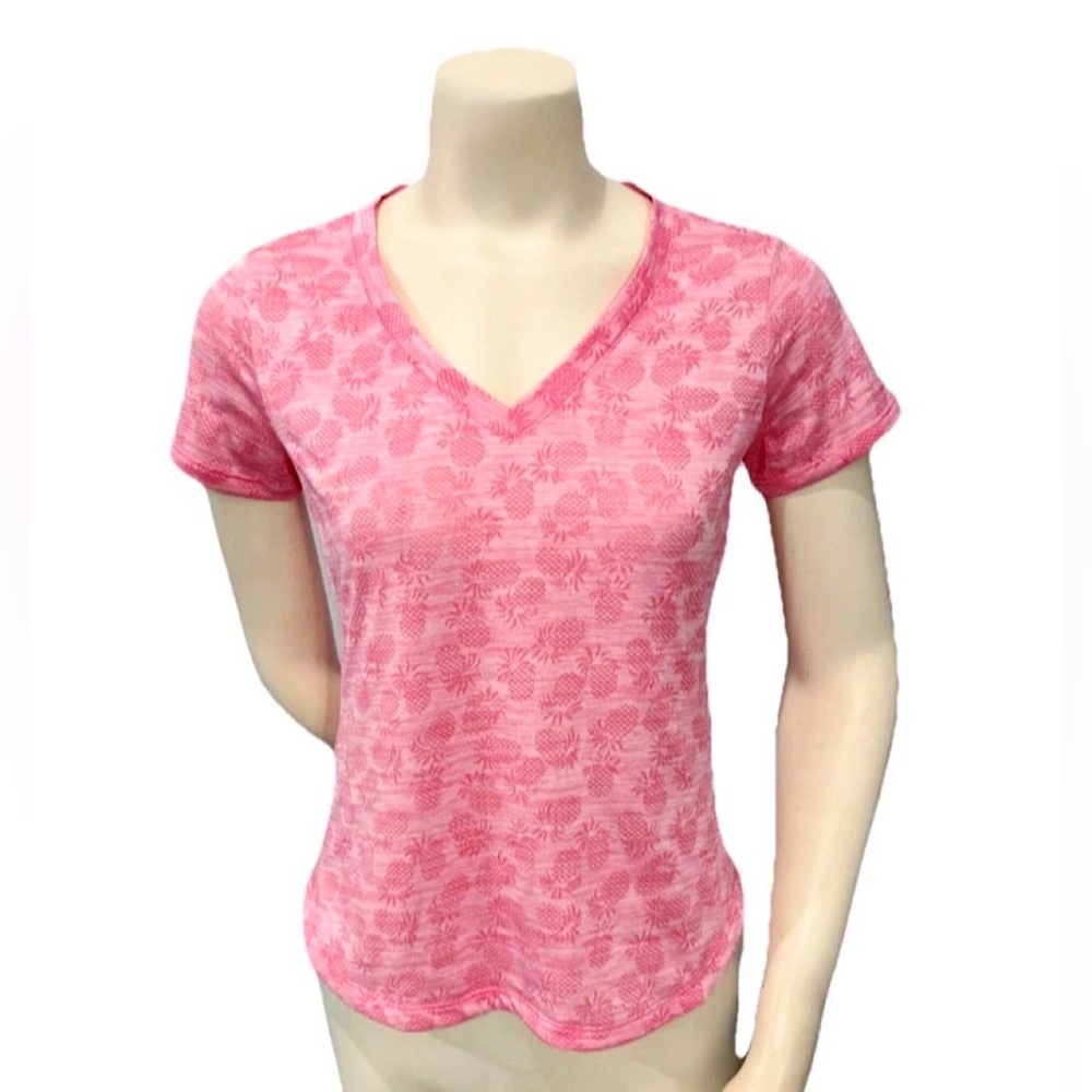 Tommy Bahama IslandZone Pink Pineapple V-Neck Tee XXS
